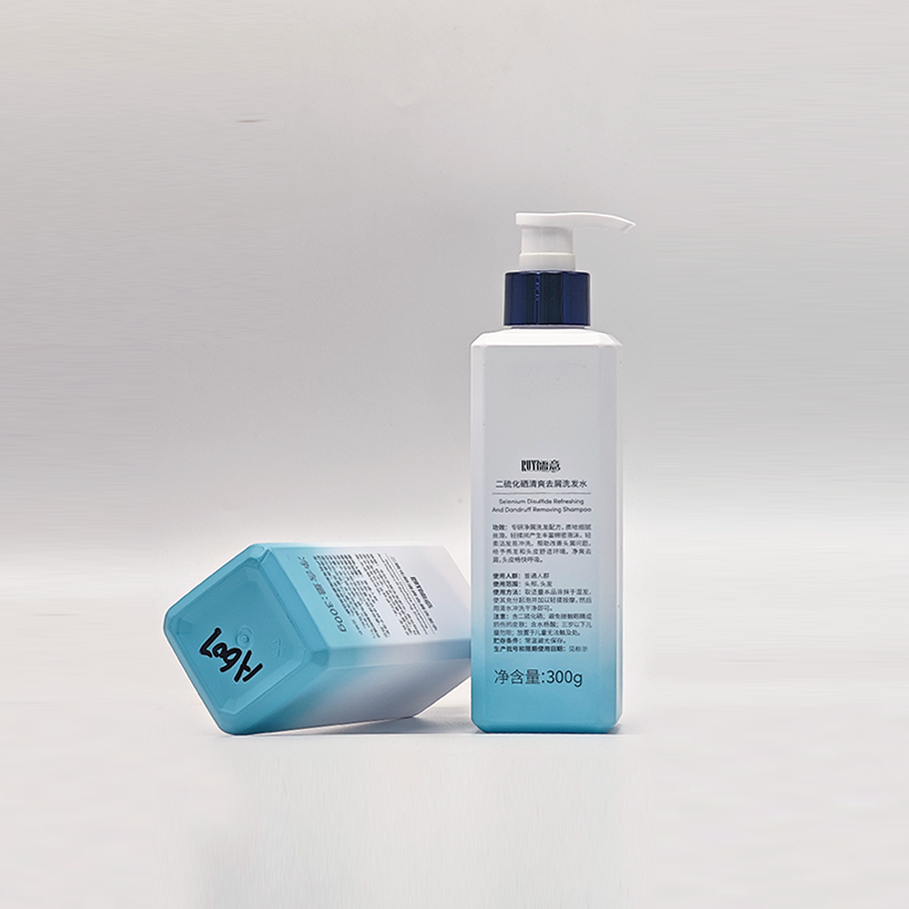 White & Light Blue Gradient Square Pump Bottles | Personal Care Packaging - Image 3