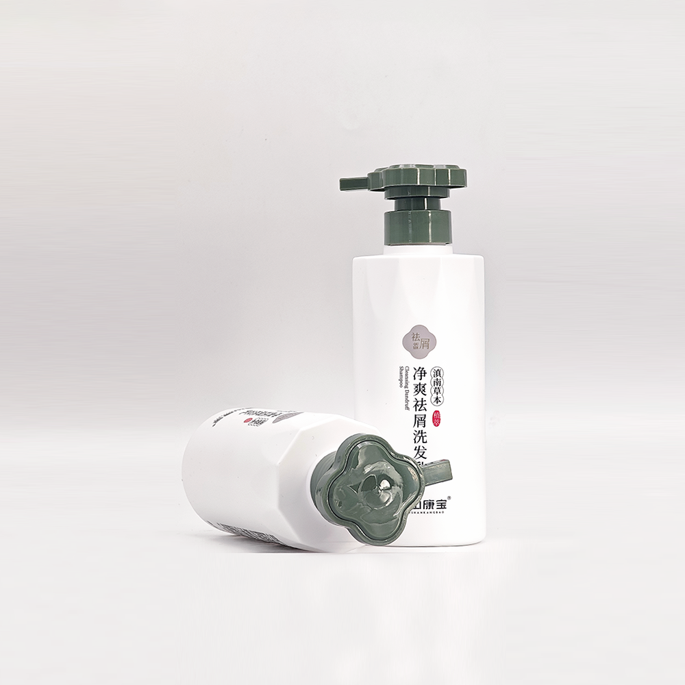 White Square Bottle with Floral Green Pump | Natural Personal Care Packaging - Image 2