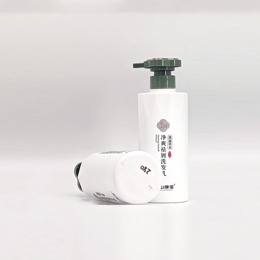 White Square Bottle with Floral Green Pump | Natural Personal Care Packaging - Image 3