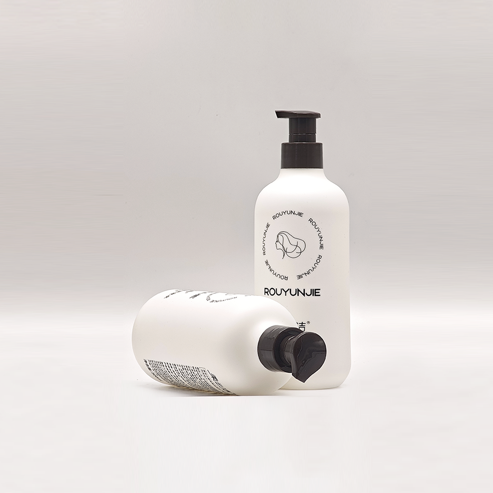 Matte White Curved Round Pump Bottles | Daily Hair & Body Care Packaging - Image 2