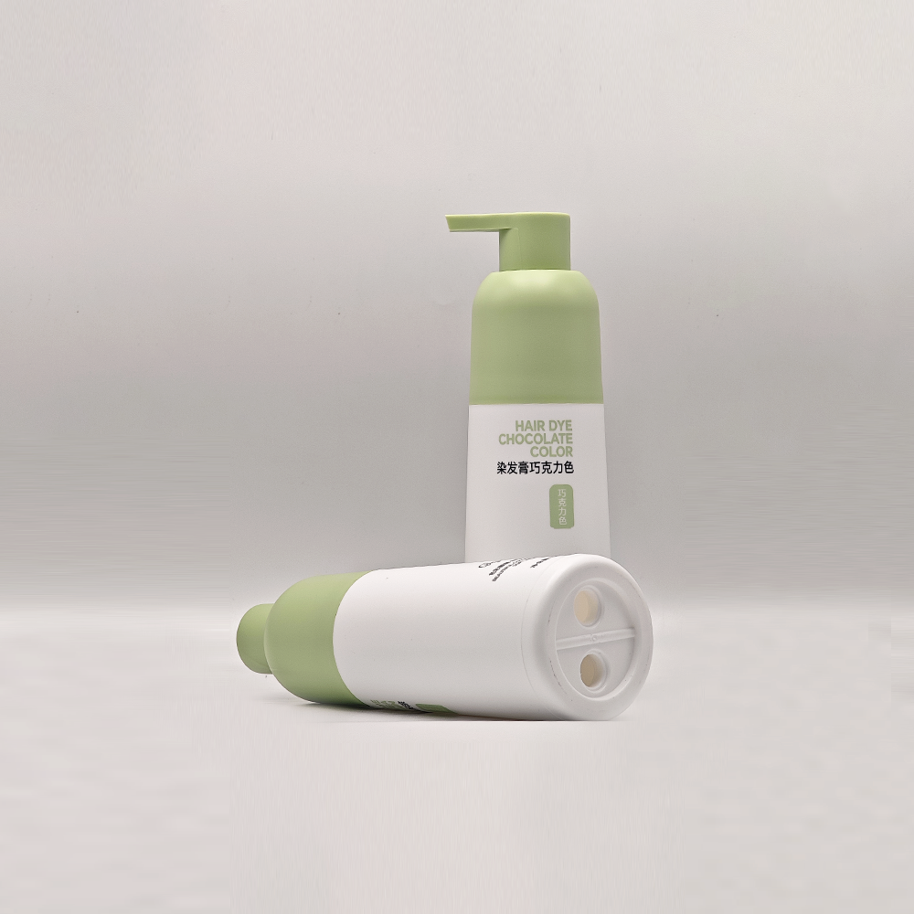 Two‑Tone Green‑White Cylinder Pump Bottles | Nature‑Style Daily Care Packaging - 图片 3