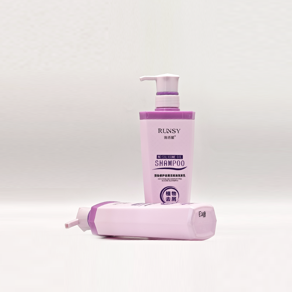 Light‑Purple Two‑Tone Square Pump Bottles | Sweet‑Style Hair‑Care Packaging - Imagen 2
