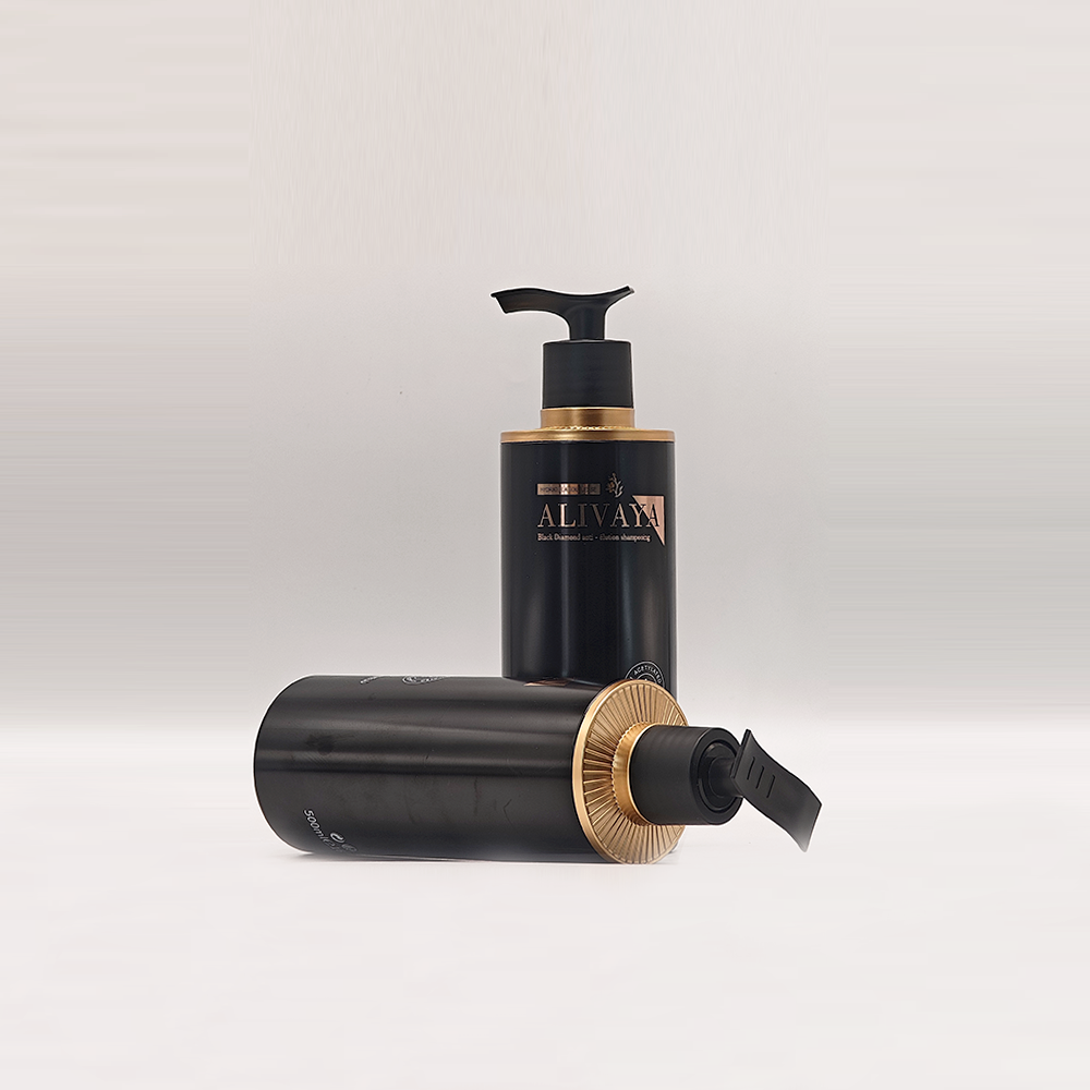 Black Cylindrical Pump Bottles | Sleek All‑Black Personal‑Care Containers - Imagem 2