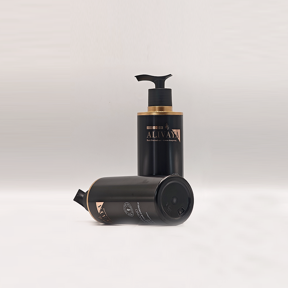 Black Cylindrical Pump Bottles | Sleek All‑Black Personal‑Care Containers - Imagem 3