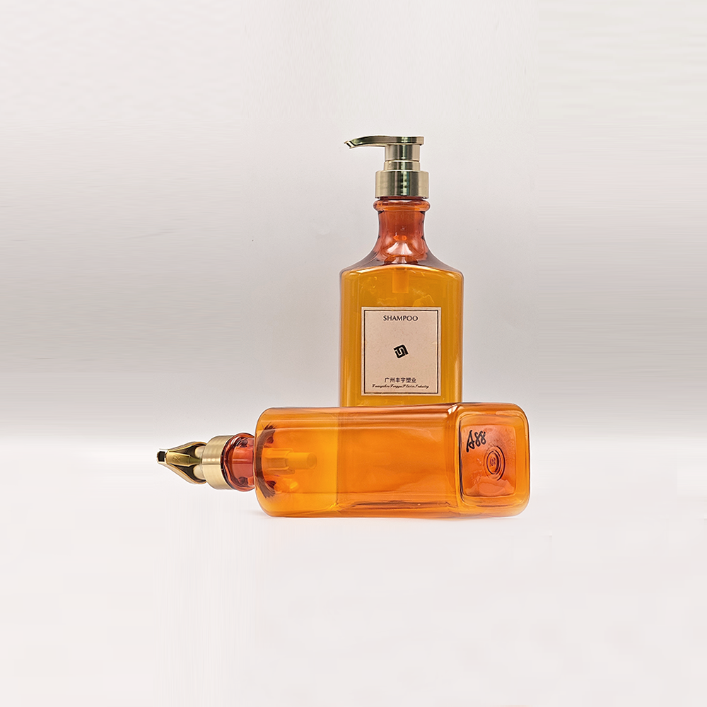 Transparent Amber Square Pump Bottles | Vintage‑Luxury Personal‑Care Packaging - Imagen 2