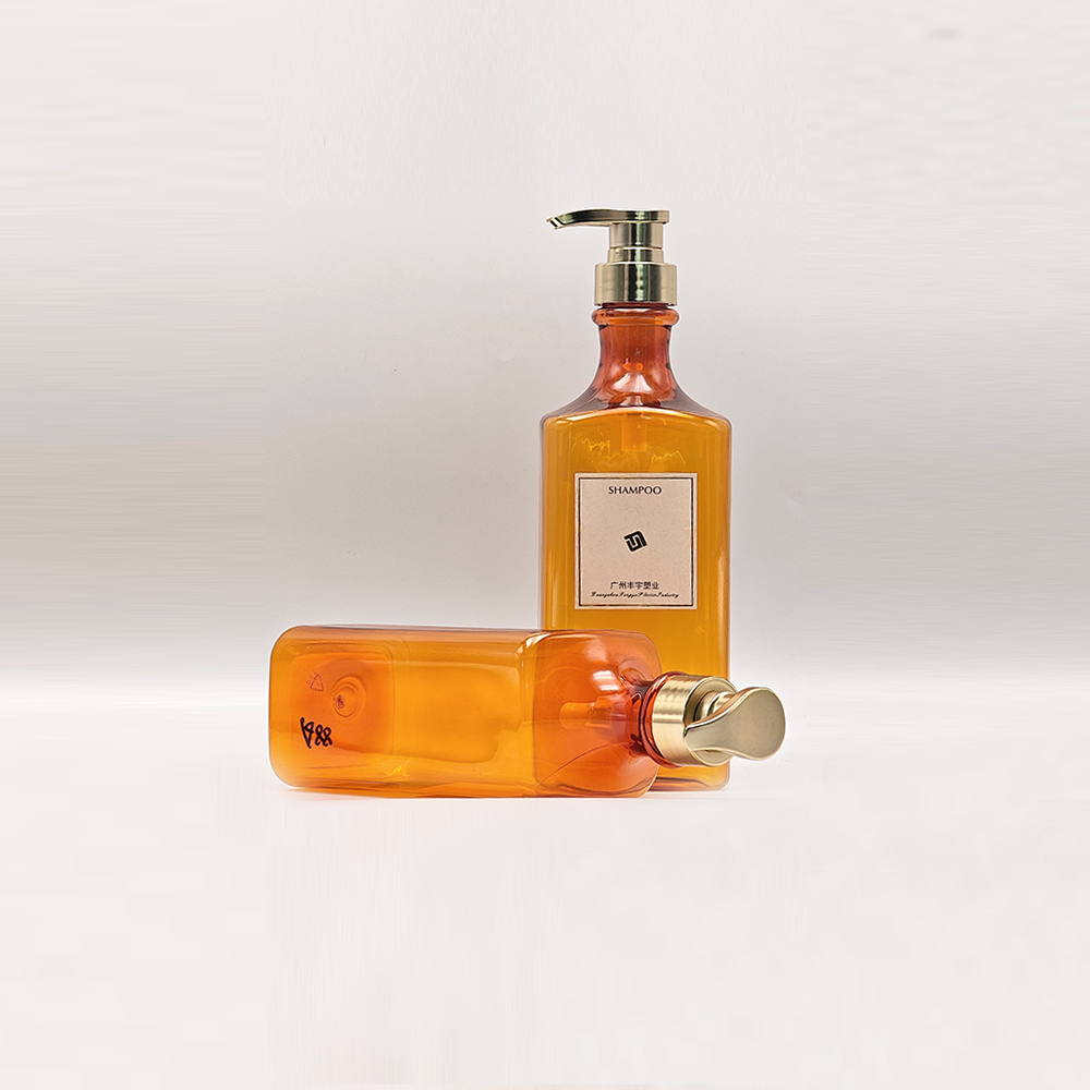 Transparent Amber Square Pump Bottles | Vintage‑Luxury Personal‑Care Packaging - Imagen 3