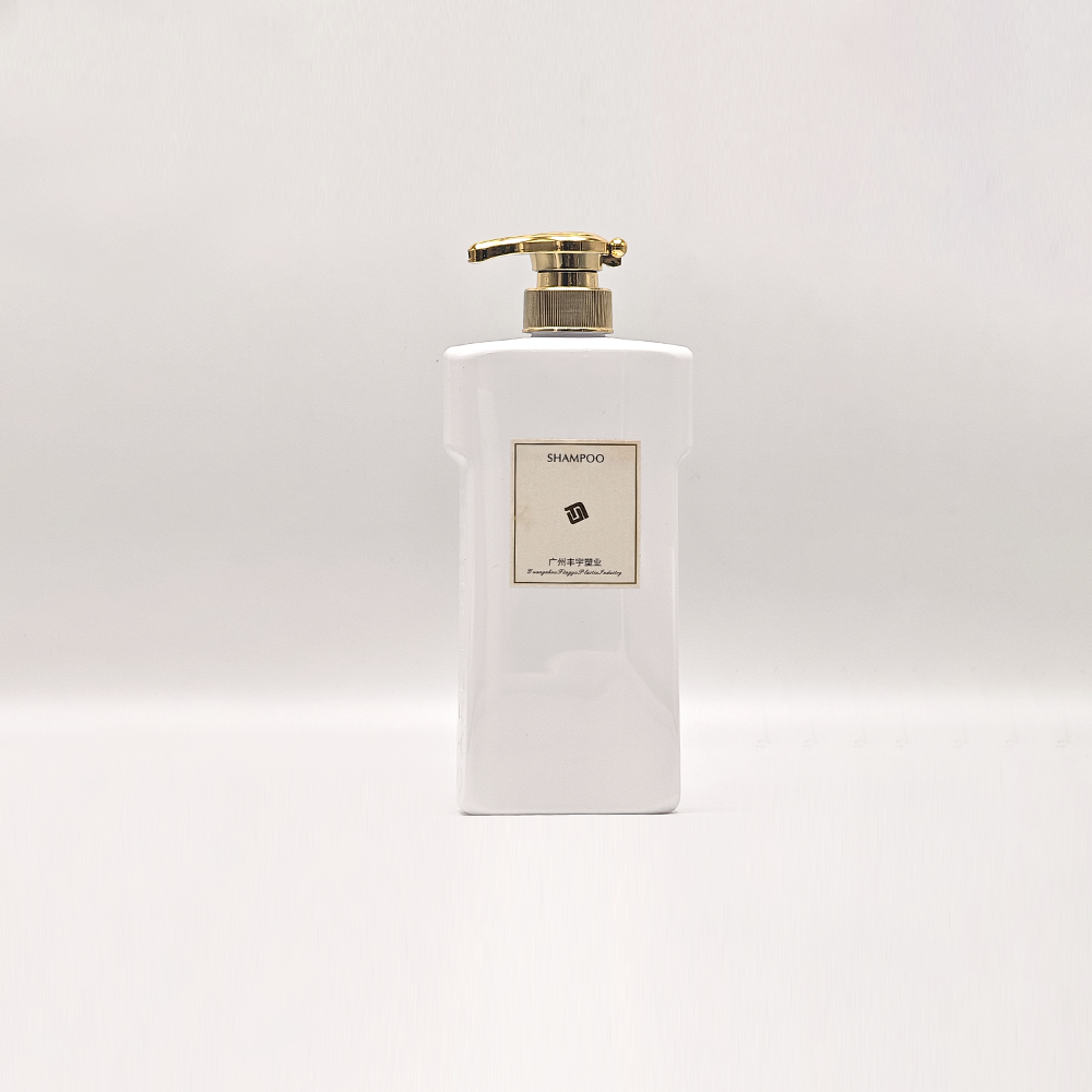 Glossy White Curved‑Waist Gold Pump Bottles | Premium Elegant Skincare & Hair‑Care Packaging - Imagem 4