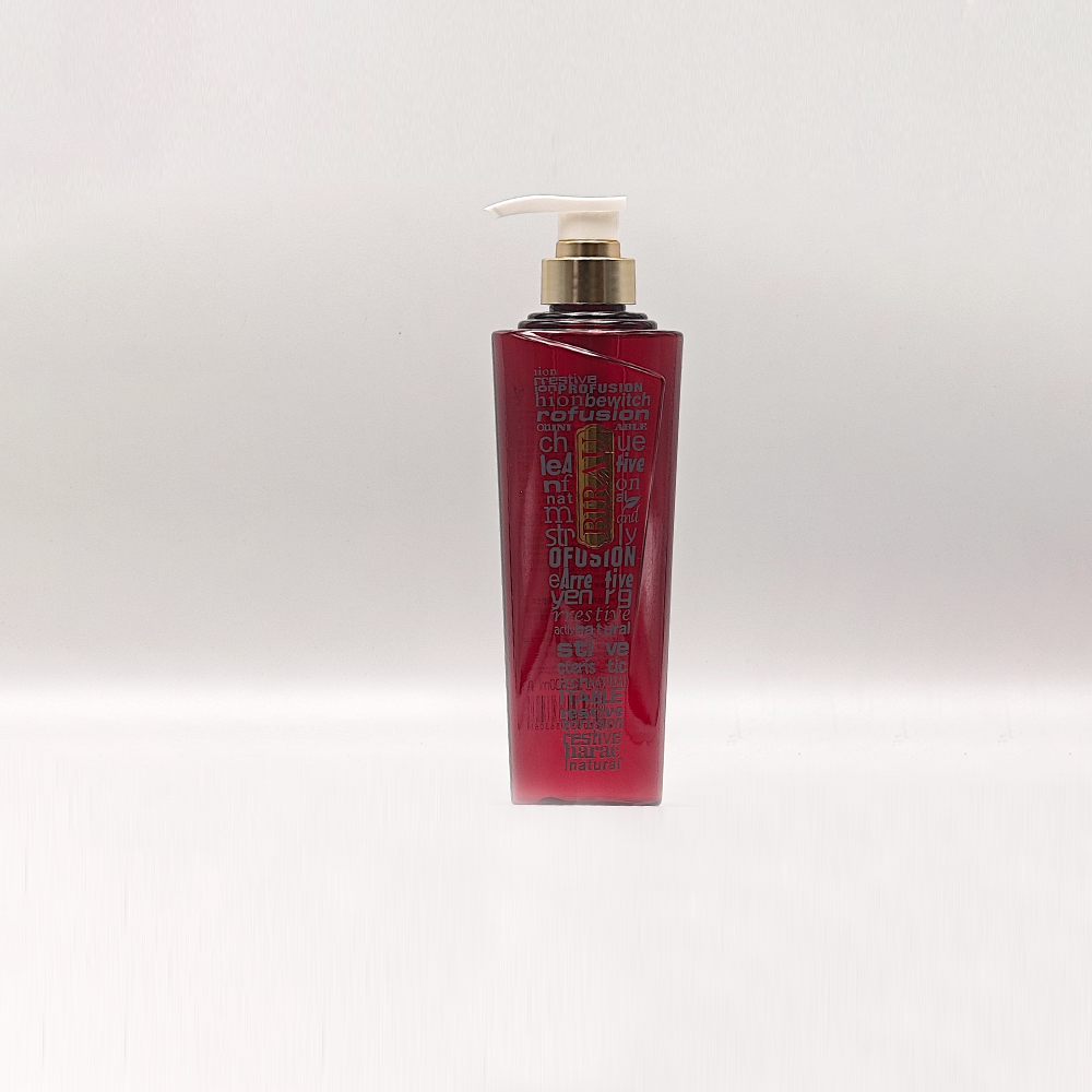Wine‑Red Slanted Faceted PET Bottle With White‑Gold Pump | Luxury Personal Care Packaging - Imagem 4