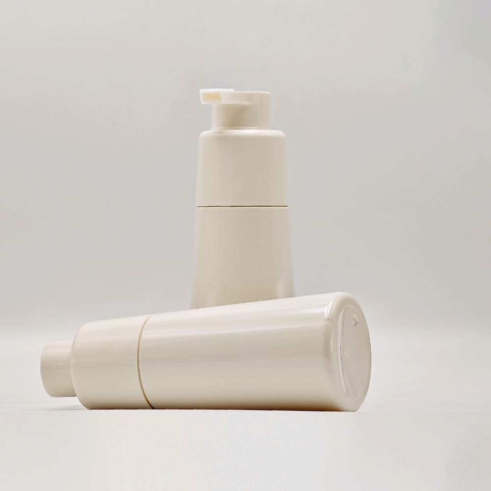 Empty Ivory Airless Cosmetic Bottle, Reusable Vacuum Pump Vessel for Facial Serum & Cream - Imagen 3