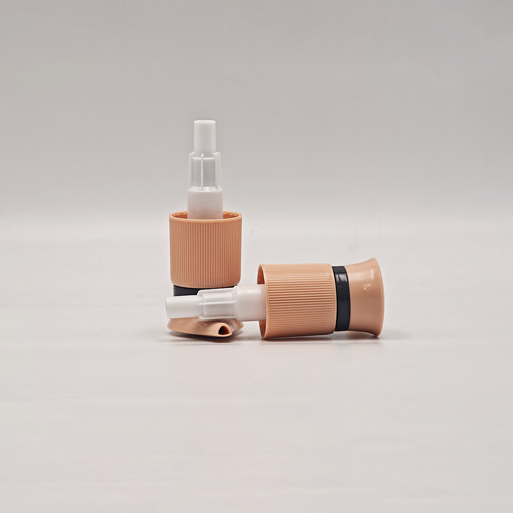 Classic Ribbed Beige Cosmetic Dispenser Pump, Practical Accessory for Lotion, Shampoo and Body Care Containers - Image 2