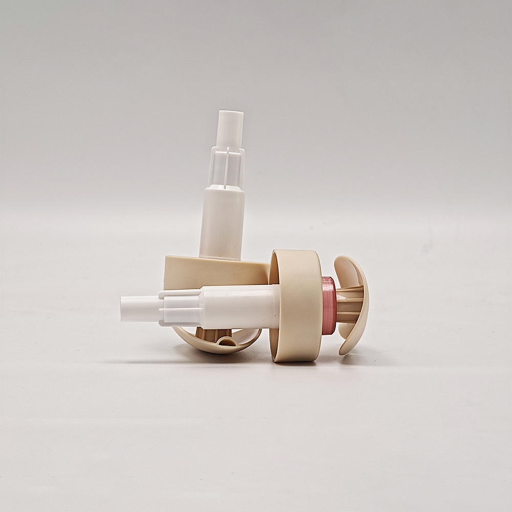 Elegant Beige Cosmetic Dispenser Pump, Curved Press Head for Lotion and Beauty Product Containers - Image 2