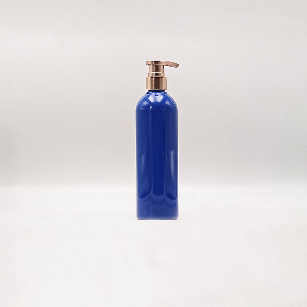 Luxury Blue Plastic Cosmetic Bottle, Complete Set with Rose Gold Press Dispenser Pump - الصورة 4