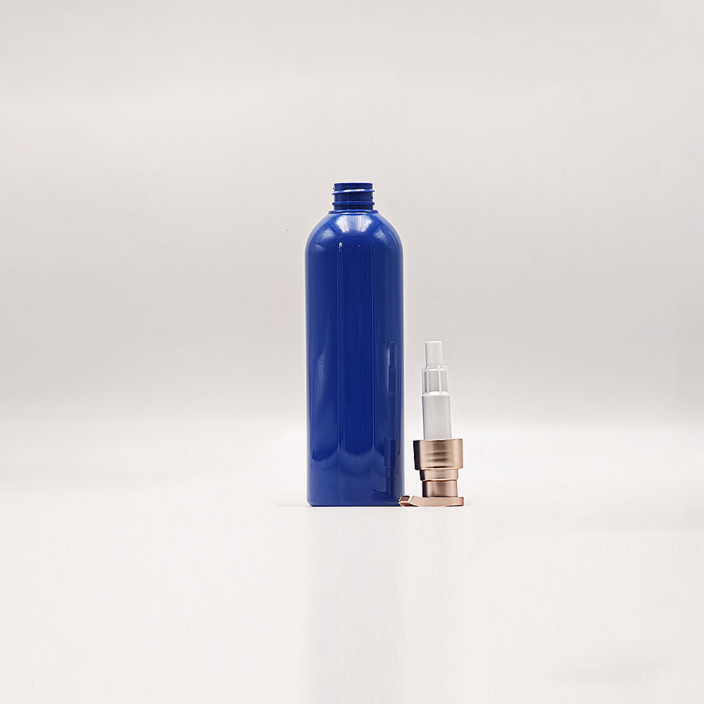 Luxury Blue Plastic Cosmetic Bottle, Complete Set with Rose Gold Press Dispenser Pump - الصورة 3