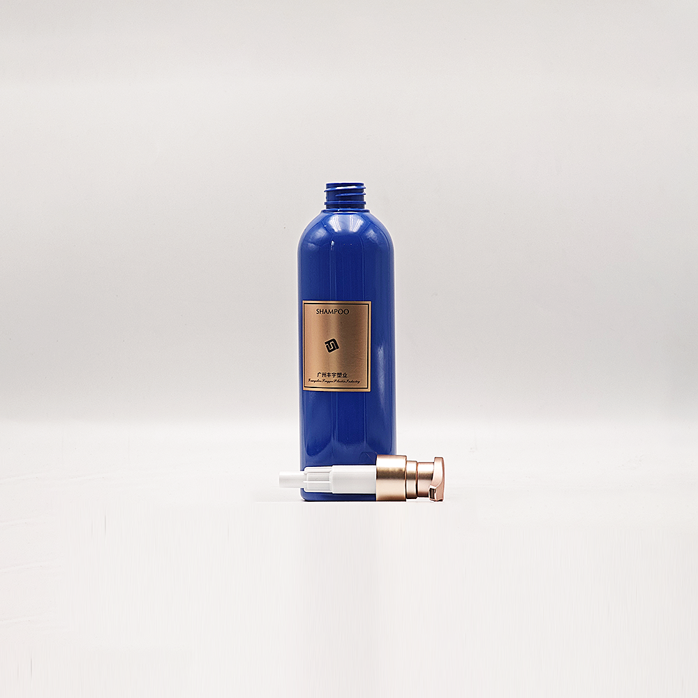 Luxury Blue Plastic Cosmetic Bottle, Complete Set with Rose Gold Press Dispenser Pump - الصورة 2