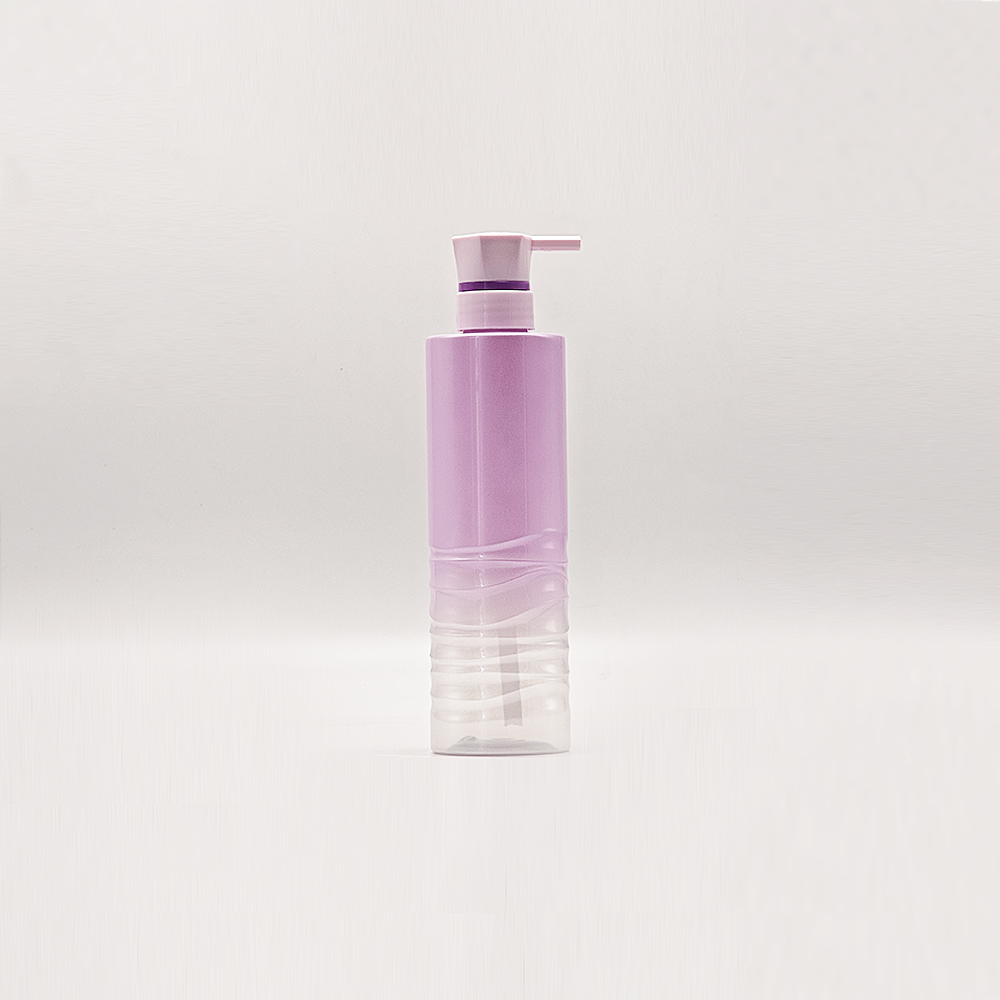 Elegant Two‑Tone Purple Clear Square Dispenser Bottle with Pump for Hair Care Products - Imagen 2