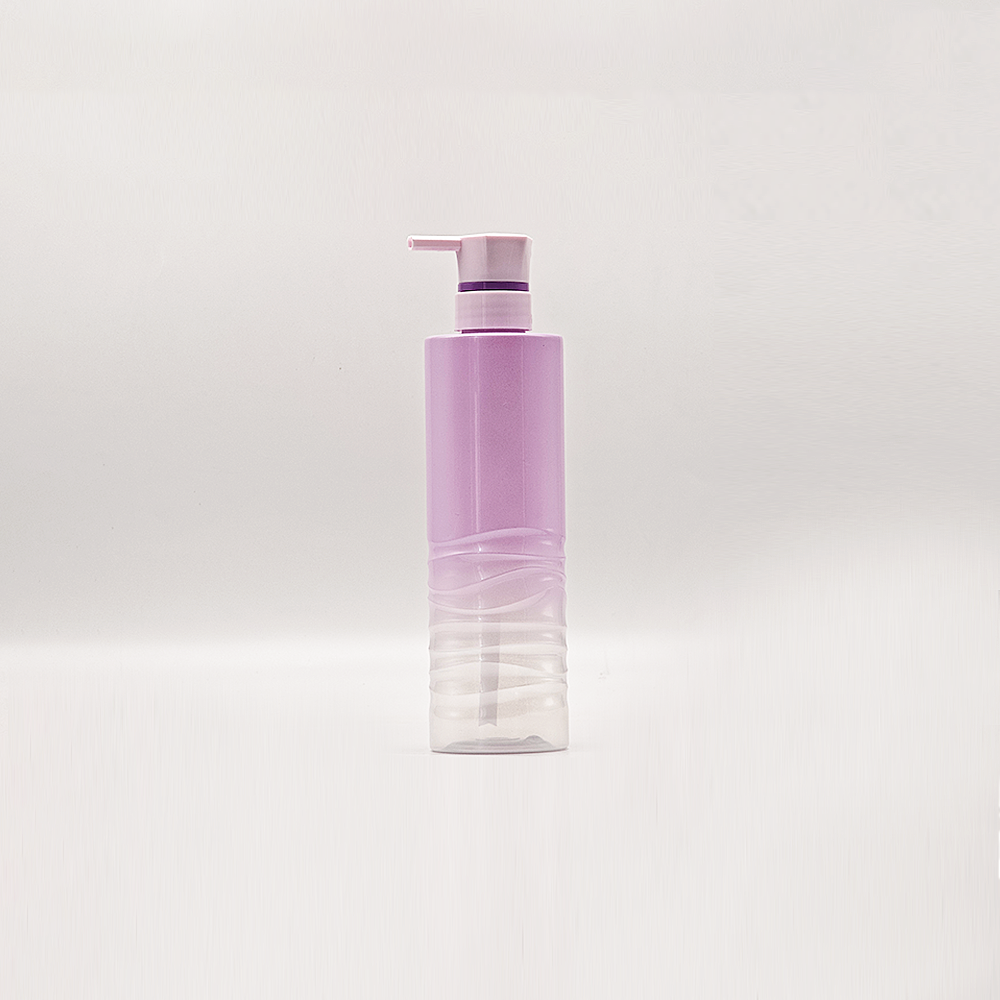 Elegant Two‑Tone Purple Clear Square Dispenser Bottle with Pump for Hair Care Products - Imagen 3