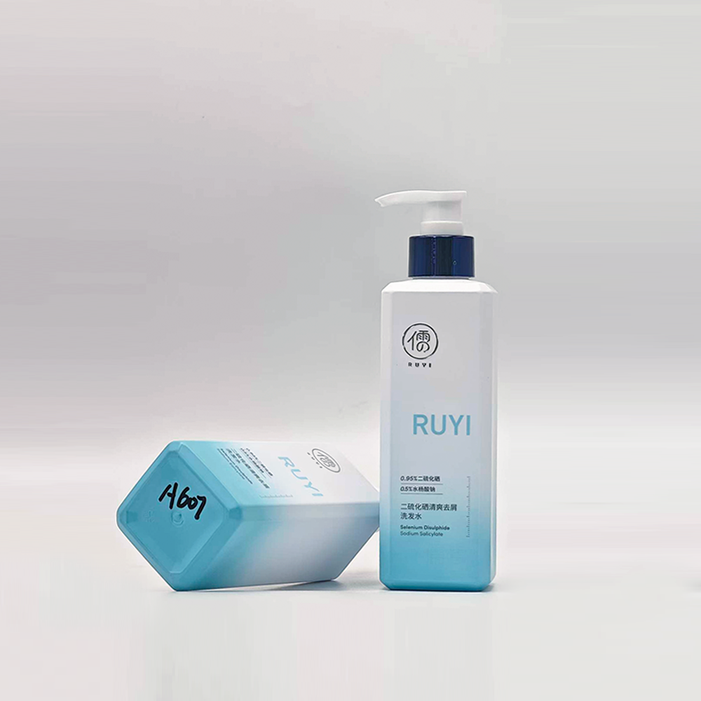 White & Light Blue Gradient Square Pump Bottles | Personal Care Packaging - Image 2