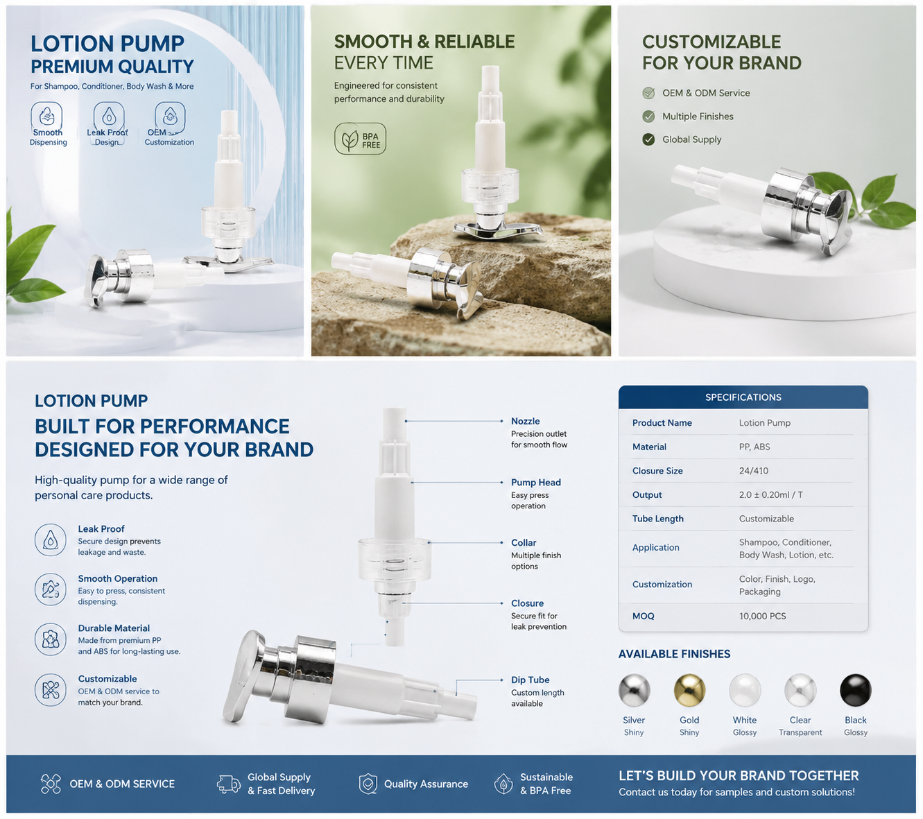 Luxury Silver‑Plated Lotion Pump for Cosmetic Packaging